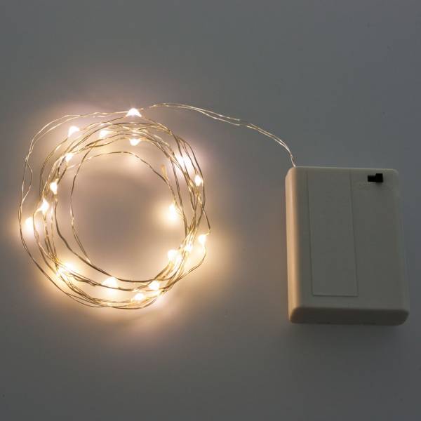 Lights4fun Guirlande Lumineuse à Piles avec 20 Micro LED Blanc