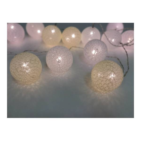 Guirlande lumineuse portable à LED Pour intérieur 3,1 m 20 boules de coton  blanches Décoration