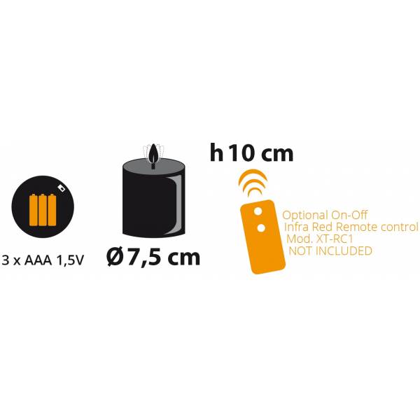 Bougie cire à LED rechargeable Blanche Ø 7,5 cm / Hauteur 10 cm câble USB  incl.