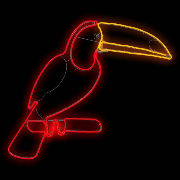 Lampe néon déco toucan rouge et orange 90x95 cm 560 leds 15W Lotti