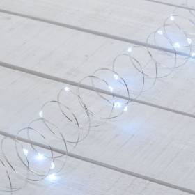 Guirlande LED Extérieur Fil de Fer à Piles Blanc Froid 8m