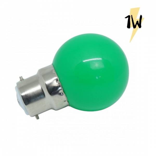 Ampoule led plastique B22 1W Verte guirlande guinguette qualité  professionnelle