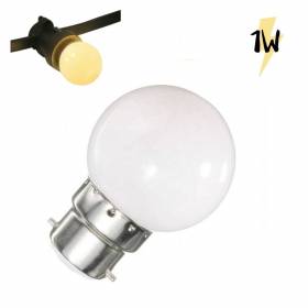 Ampoule sphérique LED 1W / 85LM plastique à filament diam.45mm pour  guirlande culot B22