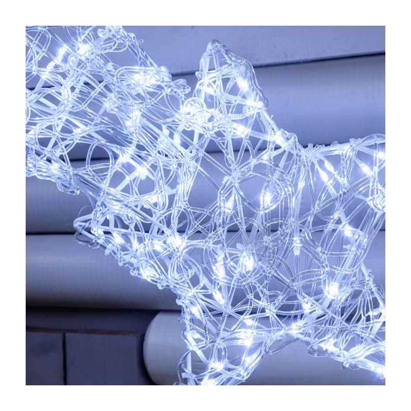 Etoile lumineuse géante 8 branches 2D 160cm scintillante 100 LED blanc  chaud et blanc froid 230V