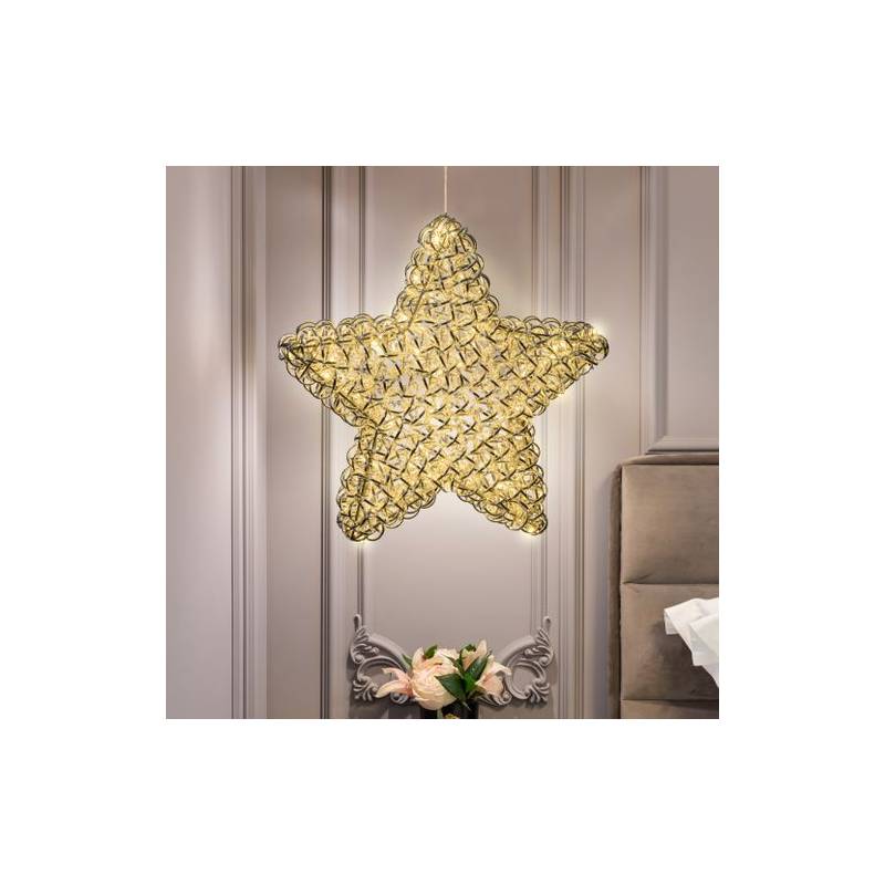 étoile lumineuse 3D Aluminium Gliter Argenté Ø60cm 100 leds blanc chaud IP44