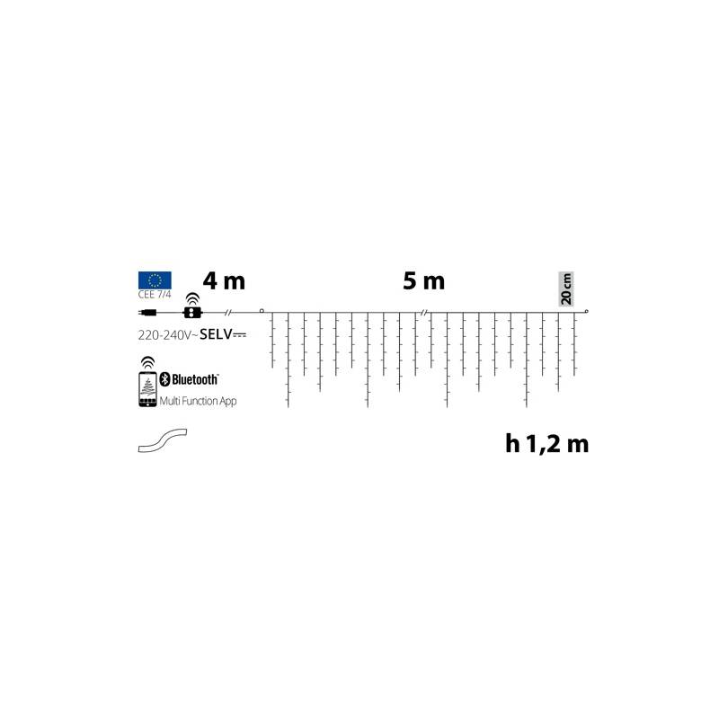 Rideau Lumineux connecté 4m H90cm APPY LED RGB smartphone