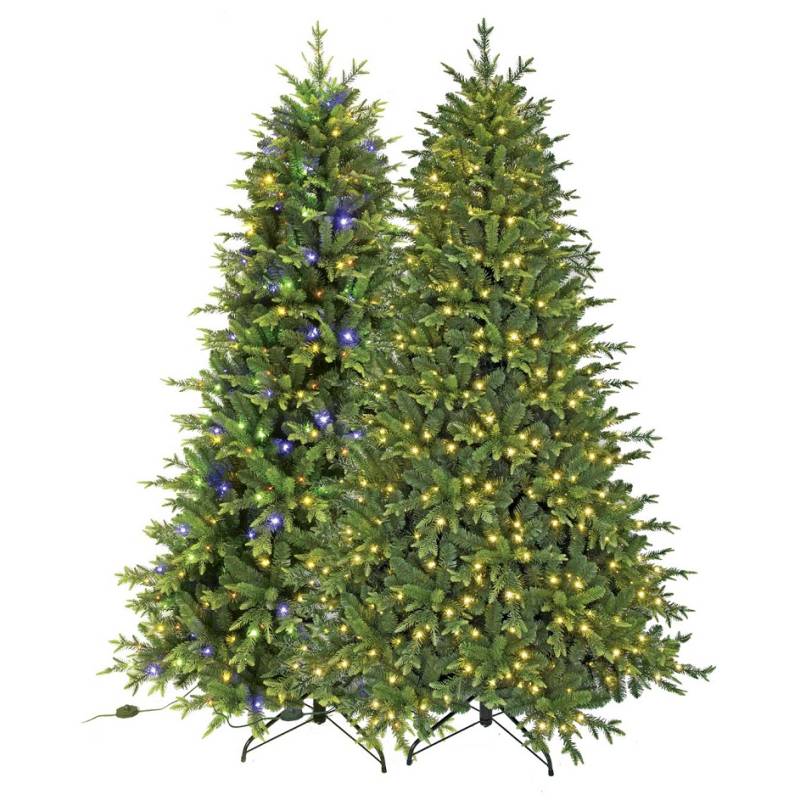 Sapin lumineux vert 2,4m 600 LED blanc chaud et multicolore 8 animations IP44