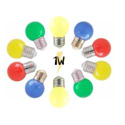 Ampoule Guinguette Multicolores 1W lot de 10 E27 LED plastique professionnelle