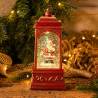 Lanterne de Noël GLITTER à LED H20,5cm Rouge Antique avec père noël