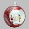 Lanterne Boule de Noël H16cm Plastique Antique Red Rouge Antique GLITTER LED BLANC