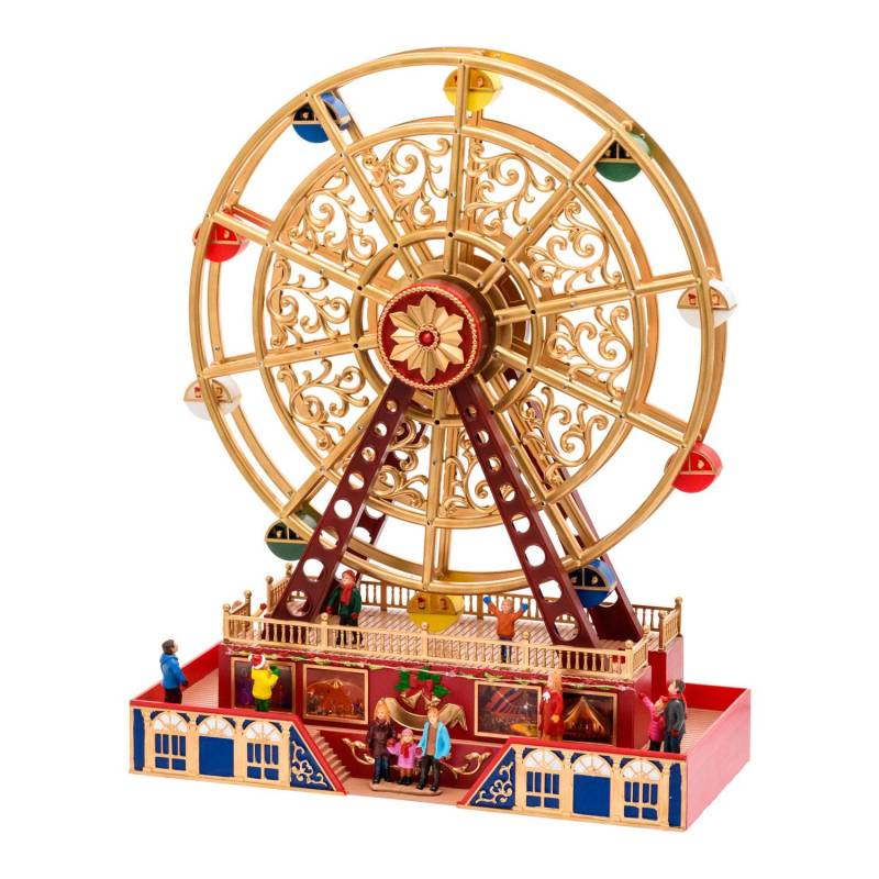 Village de Noël Grande Roue Panoramique H48cm avec mouvement en Rotation à LED Musique H48