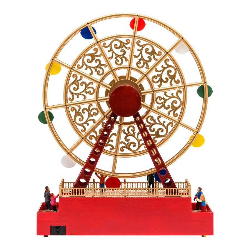 Village de Noël Grande Roue Panoramique H48cm avec mouvement en Rotation à LED Musique H48