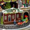 Village de noël animé avec gare, Petit Train et Sapin de Noël Géant en Rotation et Musique à LED