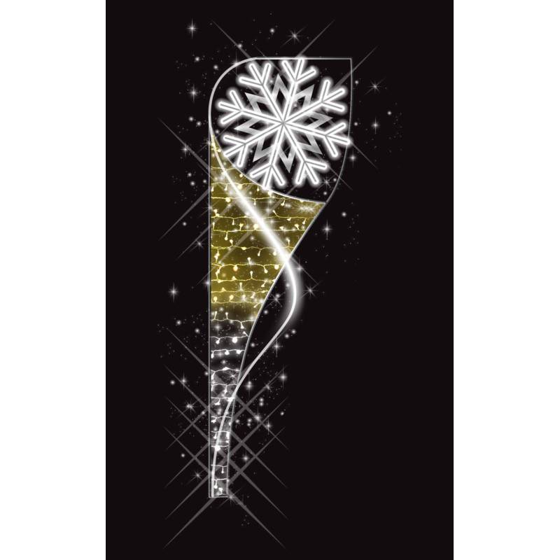 Décor de Noël Candélabre H 2.00 m x L 0.65 m Cordon Blanc Glace défilant Guirlande Blanc Chaud, flash Blanc Glace  