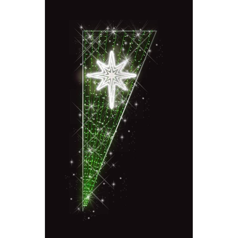 Décor de Noël Candélabre H 1.50 m x L 0.60 m Cordon Blanc Glace Guirlande Vert flash Blanc Glace  