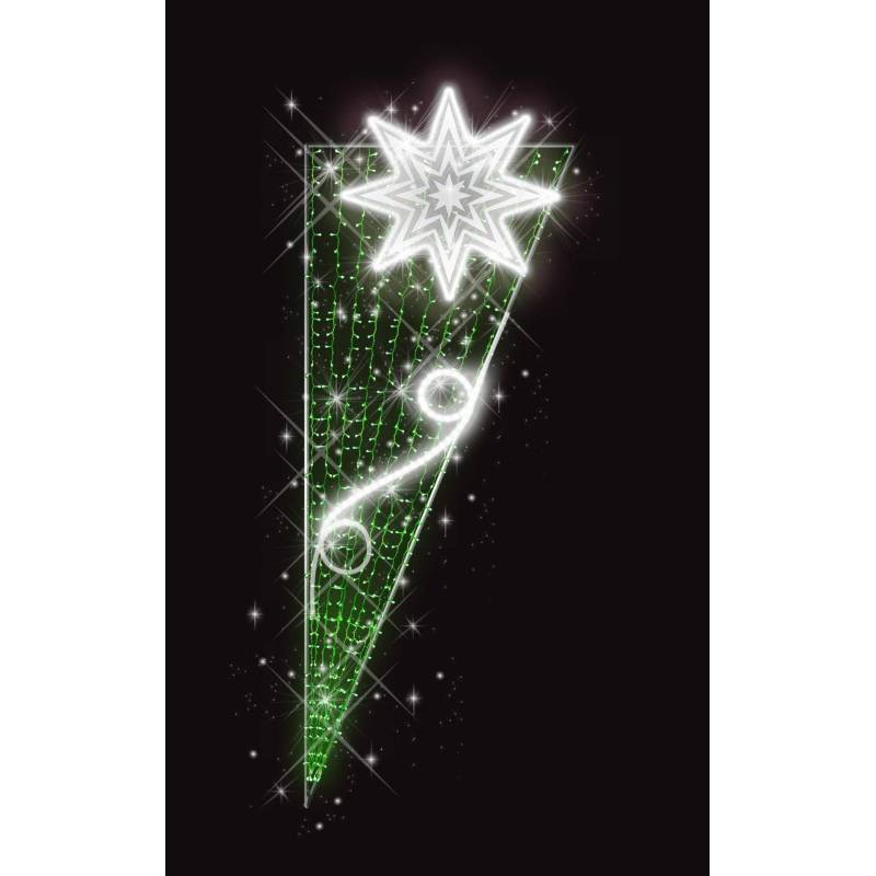 Décor de Noël Candélabre H 2.10 m x L 0.82 m Cordon Blanc Glace défilant Guirlande Vert flash Blanc Glace  