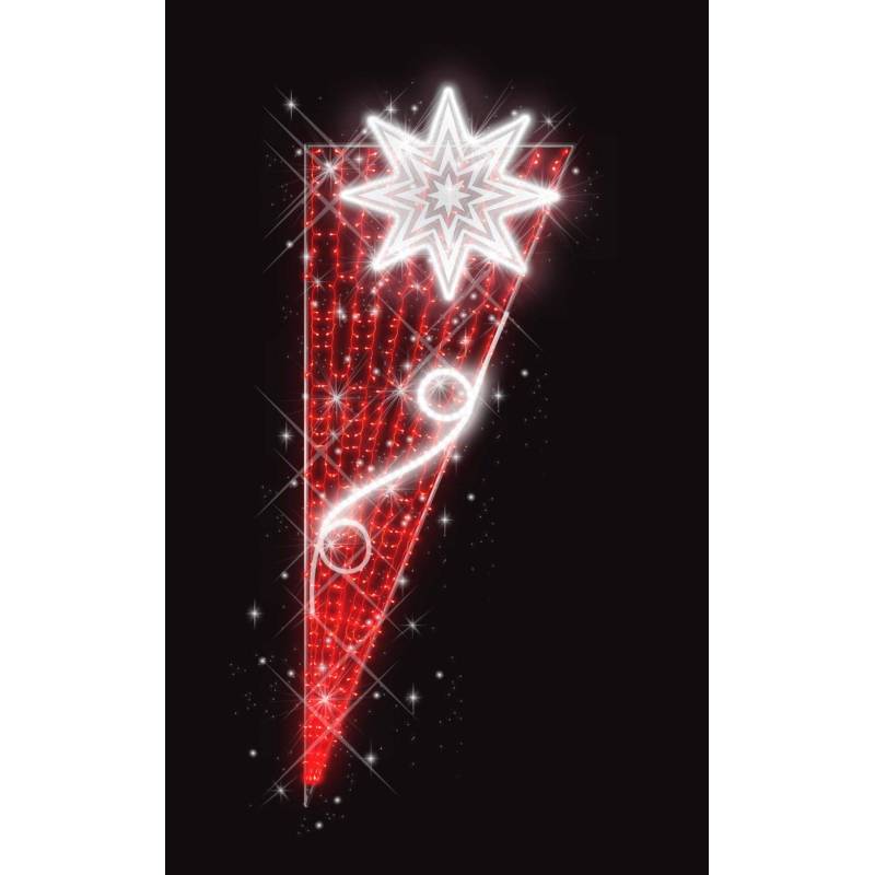 Décor de Noël Candélabre H 2.10 m x L 0.82 m Cordon Blanc Glace défilant Guirlande Rouge flash Blanc Glace  