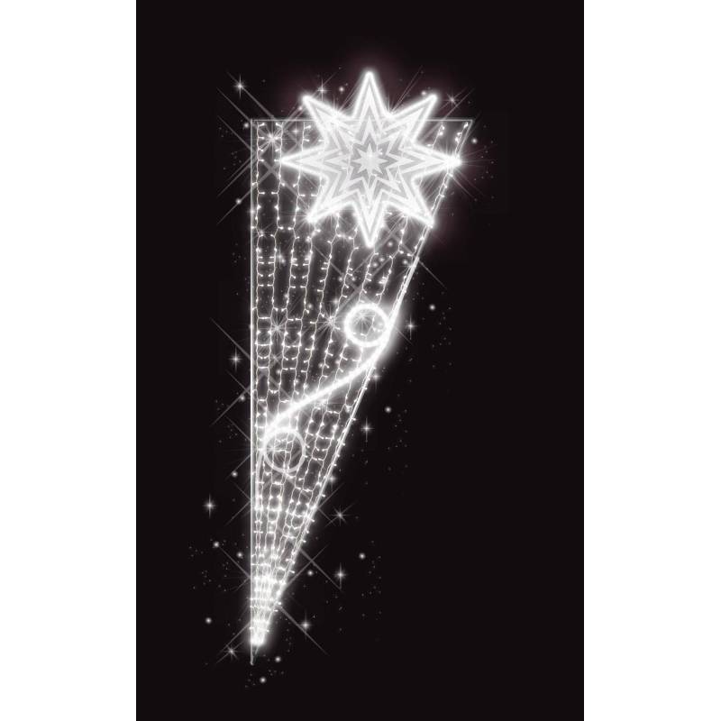 Décor de Noël Candélabre H 2.10 m x L 0.82 m Cordon Blanc Glace défilant Guirlande Blanc Glace flash  