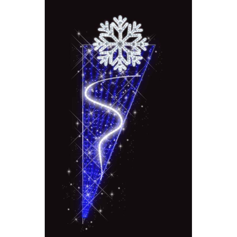 Décor de Noël Candélabre H 2.30 m x L 0.82 m Cordon Blanc Glace défilant Guirlande Bleu flash, Blanc Glace  