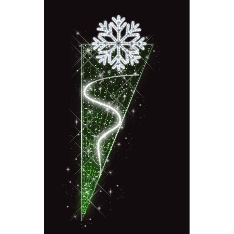 Décor de Noël Candélabre H 2.30 m x L 0.82 m Cordon Blanc Glace défilant Guirlande Vert flash Blanc Glace  