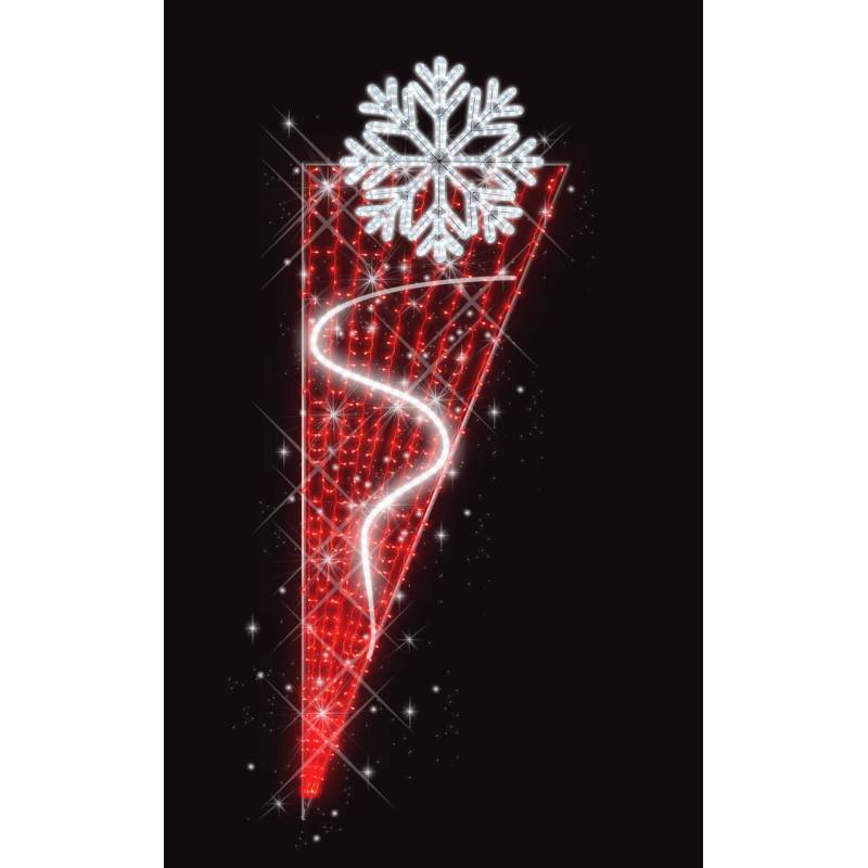 Décor de Noël Candélabre H 2.30 m x L 0.82 m Cordon Blanc Glace défilant Guirlande Rouge flash Blanc Glace  