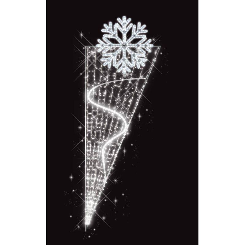 Décor de Noël Candélabre H 2.30 m x L 0.82 m Cordon Blanc Glace défilant Guirlande Blanc Glace flash  