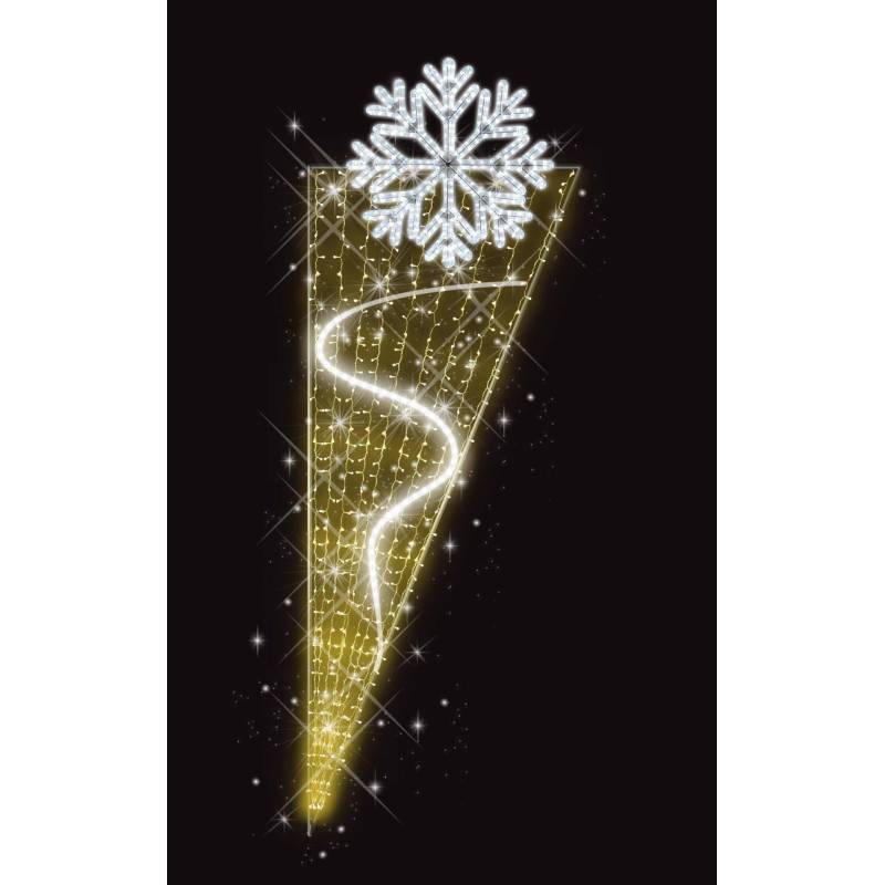 Décor de Noël Candélabre H 2.30 m x L 0.82 m Cordon Blanc Glace défilant Guirlande Blanc Chaud, flash Blanc Glace  