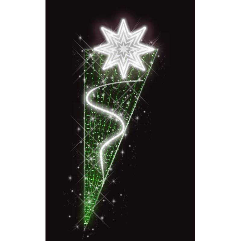 Décor de Noël Candélabre H 2.30 m x L 0.82 m Cordon Blanc Glace défilant Guirlande Vert flash Blanc Glace  