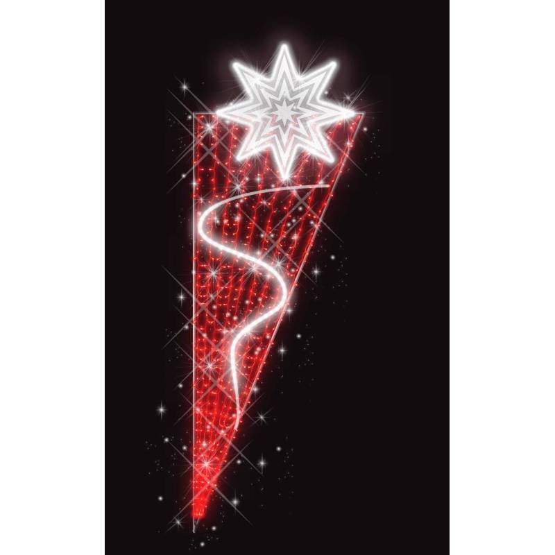 Décor de Noël Candélabre H 2.30 m x L 0.82 m Cordon Blanc Glace défilant Guirlande Rouge flash Blanc Glace  