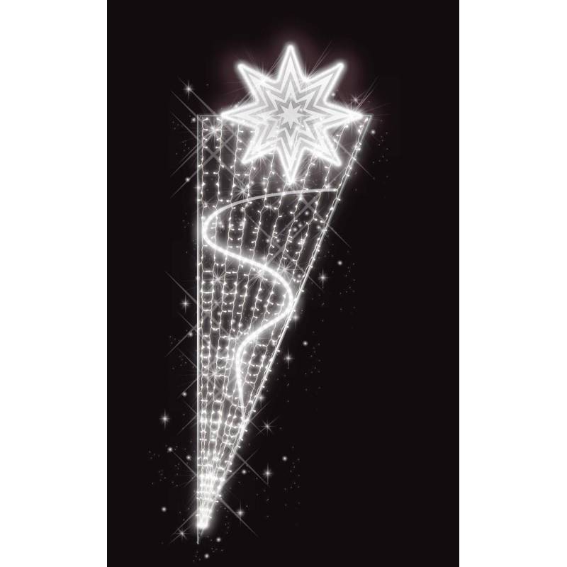 Décor de Noël Candélabre H 2.30 m x L 0.82 m Cordon Blanc Glace défilant Guirlande Blanc Glace flash  