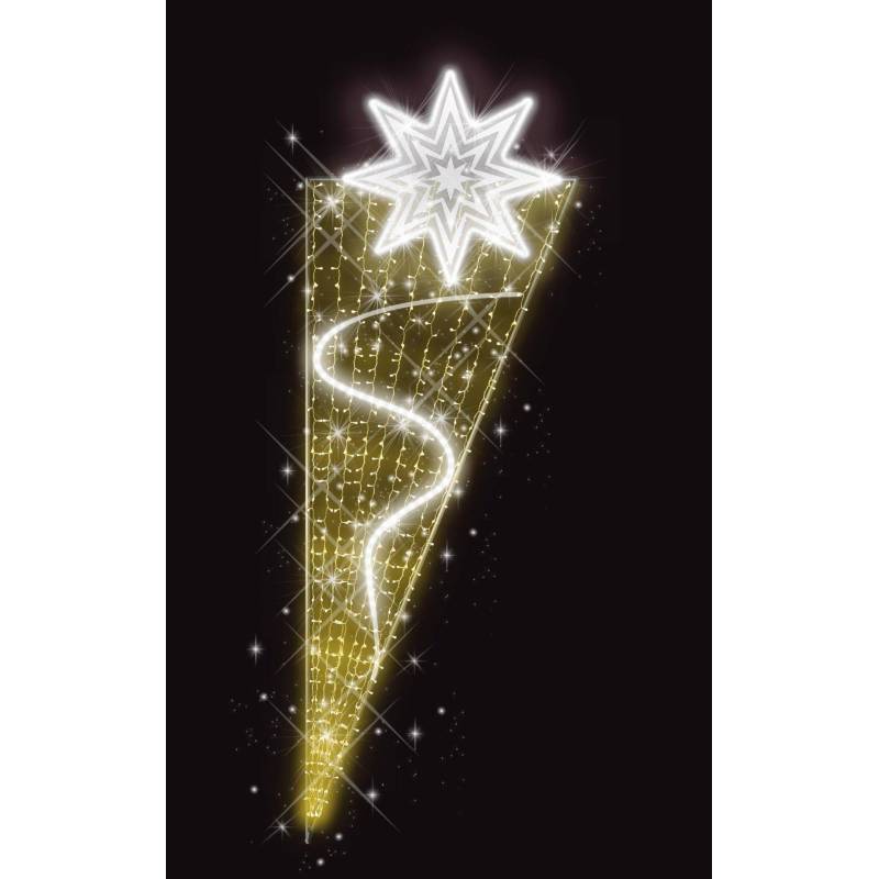 Décor de Noël Candélabre H 2.30 m x L 0.82 m Cordon Blanc Glace défilant Guirlande Blanc Chaud, flash Blanc Glace  