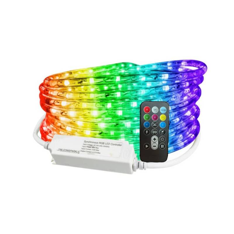 Cordon lumineux led 50 Multicolores RGB 30 LED/M horizontales Anti-UV professionnel avec télécommande