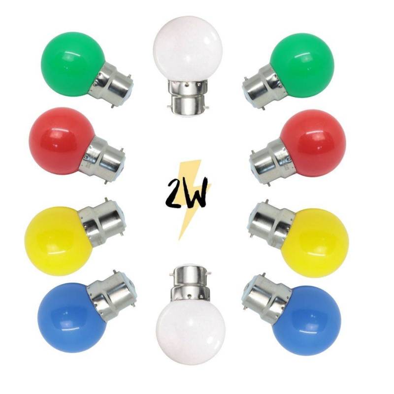 Lot de 10 ampoules pour guirlande guinguette B22 2W Multicolores