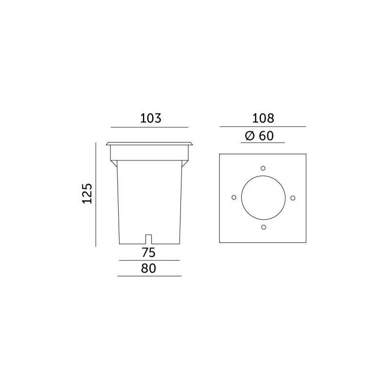 Spot extérieur encastrable carré GU10 230V acier inoxydable IP65