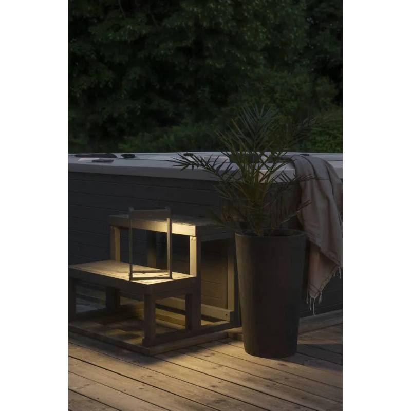 Lanterne solaire Design Noir rechargeable avec USB carré Portofino