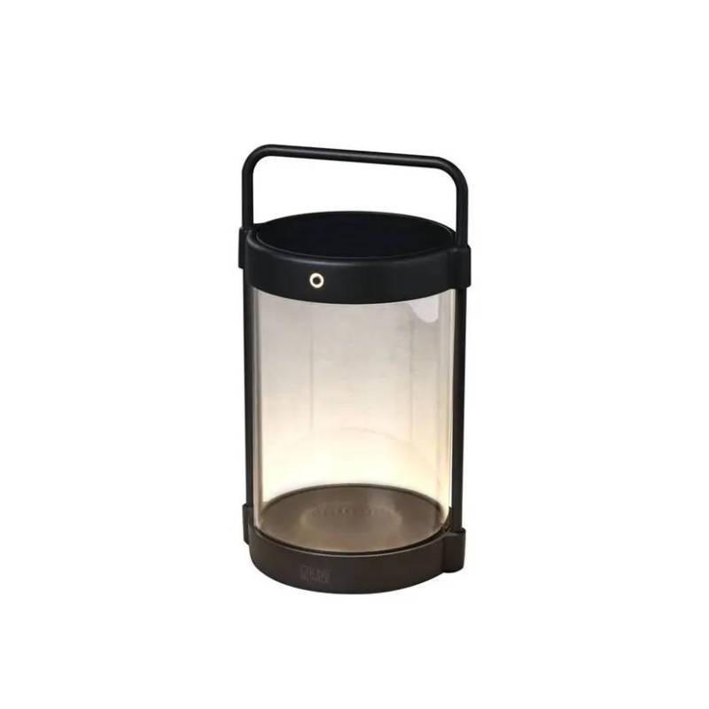 Lanterne solaire Design Noir rechargeable avec USB ronde Crotone