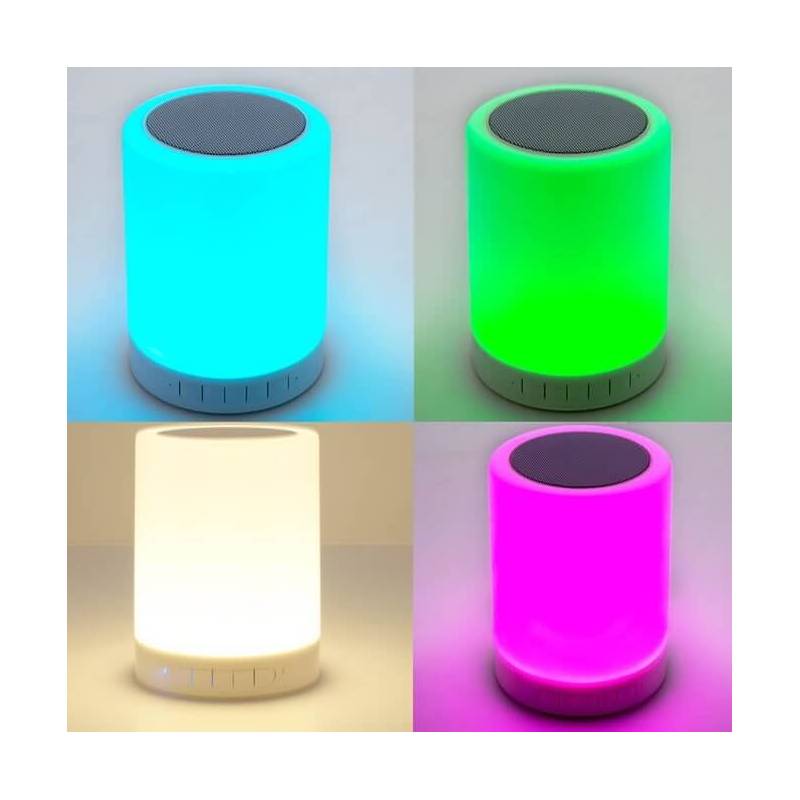Centre de table cylindre lumineux LED enceinte Bluetooth multicolore  rechargeable