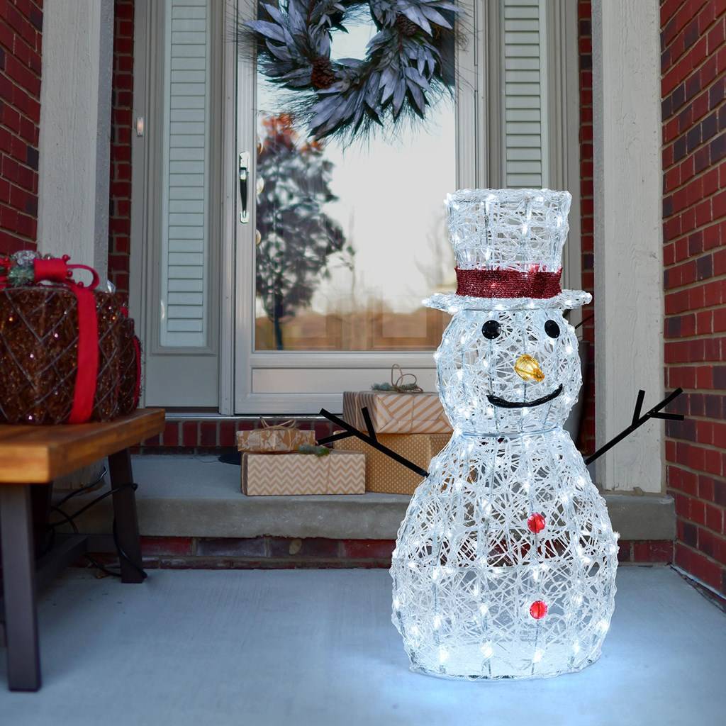Bonhomme de neige lumineux 3D H70cm LED blanc froid 8 jeux lumières