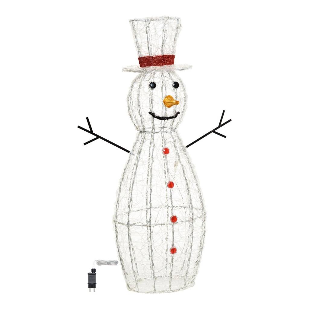 Bonhomme de Neige 3D Solaire H120cm 260 LED blanc froid 8 jeux