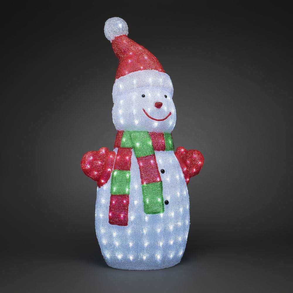 Bonhomme de neige lumineux 3D H70cm LED blanc froid 8 jeux lumières