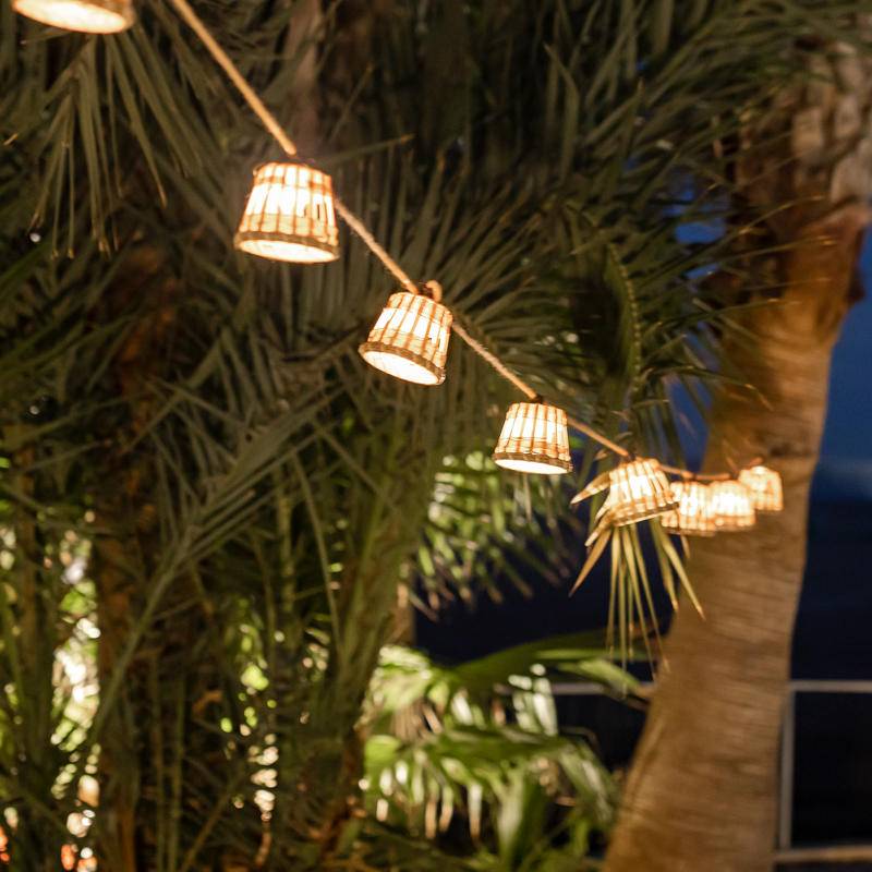 AURORA Guirlande lumineuse d'extérieur Bambou/Rotin/Jute 10