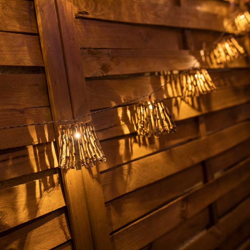 Guirlande lumineuse extérieure en bois naturelle 2M CARINA 10 LED